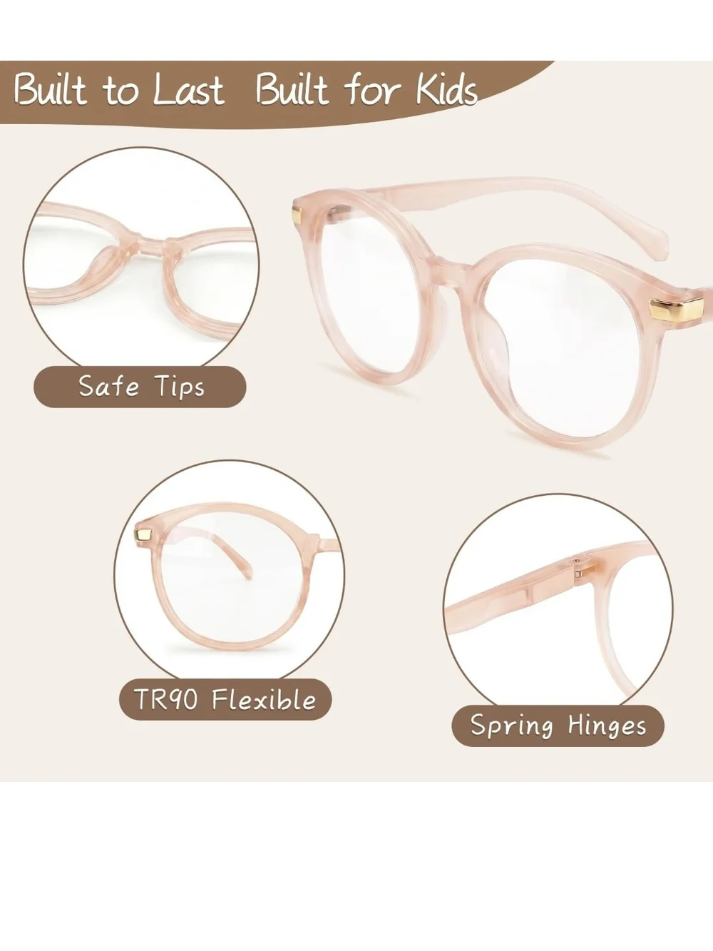 Kids Blue Light Blocking Glasses for Children - Pink Frame